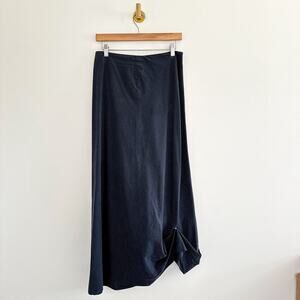 Marcel Marongiu Pinstripe Tuck Hem Midi Skirt 42